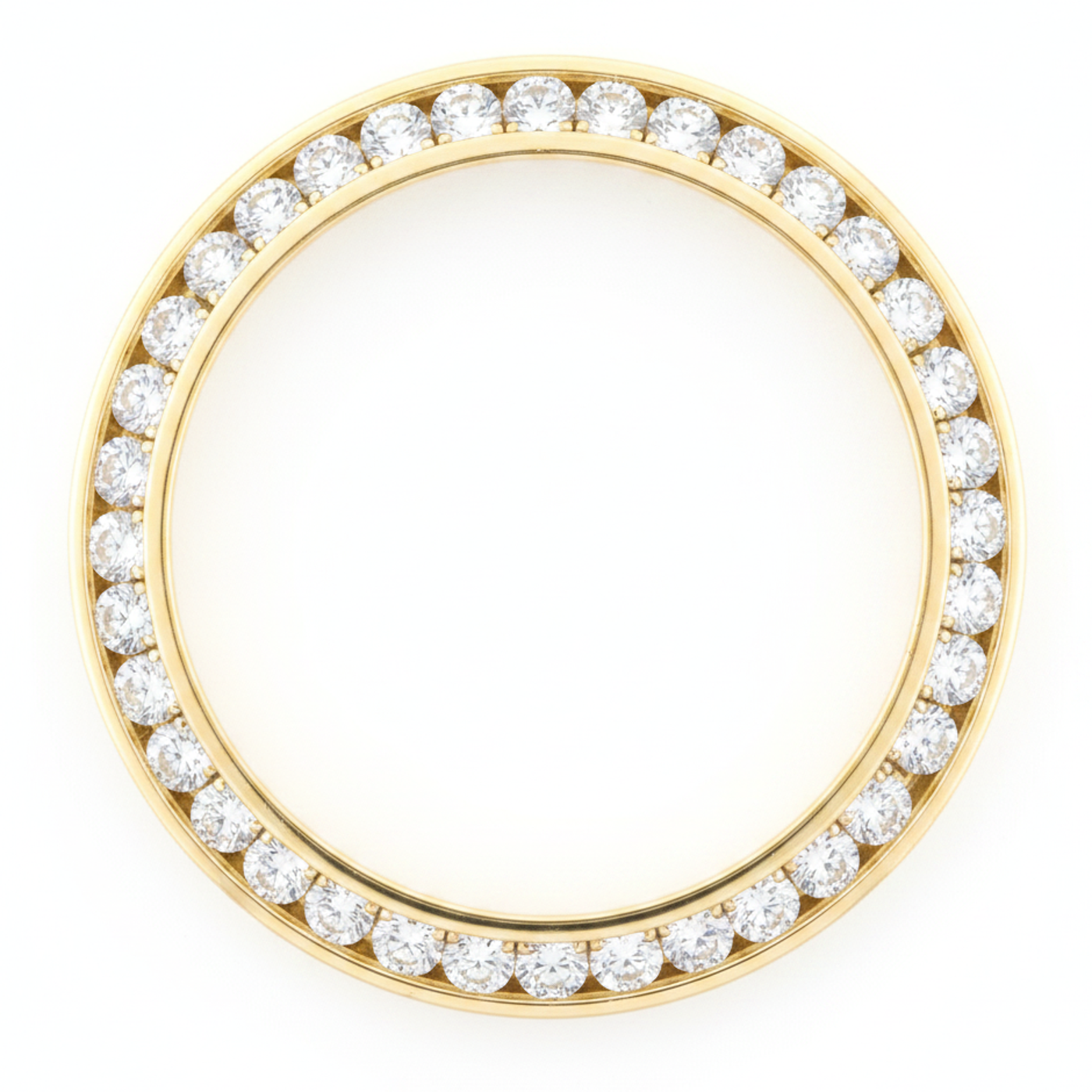 Lunette de montre en diamants 2 carats 28 mm pour Rolex Datejust en Or Jaune véritable 14 carats sertissage rail diamants ronds