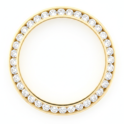 Lunette de montre en diamants 2 carats 28 mm pour Rolex Datejust en Or Jaune véritable 14 carats sertissage rail diamants ronds