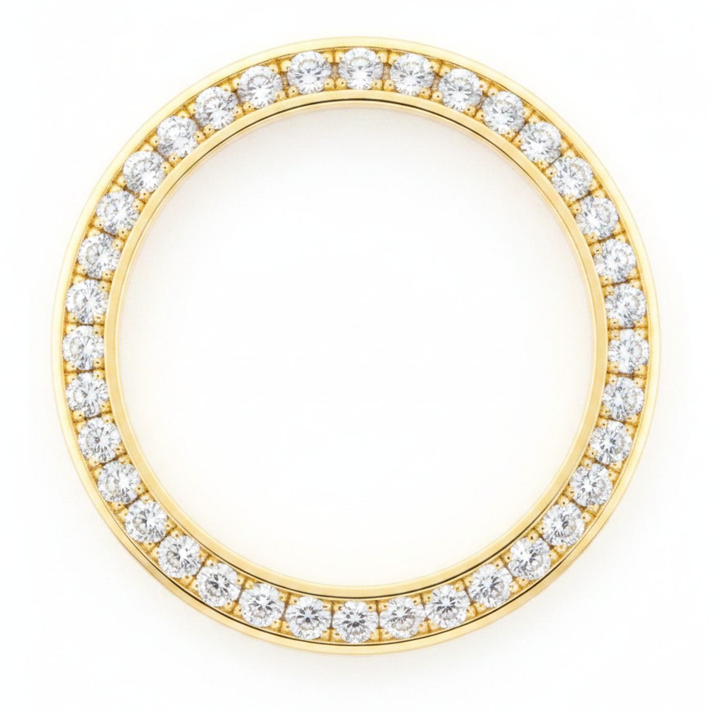 Lunette de montre en diamants 2 carats 28 mm pour Rolex Datejust en Or Jaune 14K véritable pavé rond