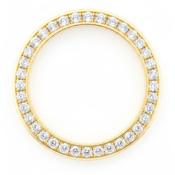Lunette de montre en diamants 2 carats 28 mm pour Rolex Datejust en Or Jaune 14K véritable pavé rond