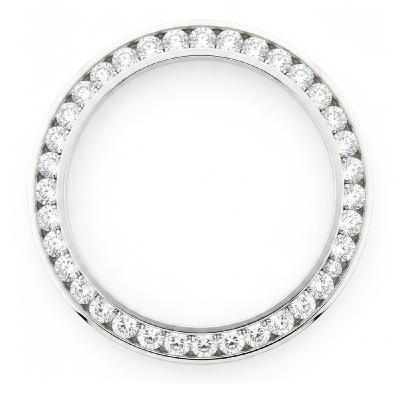 Lunette de Montre en Diamants 2 Carats 28 mm pour Rolex Datejust en Acier Inoxydable Véritable Serti Rail Rond