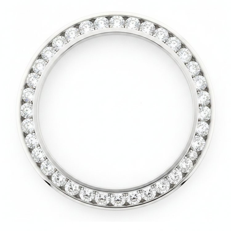 Lunette de Montre en Diamants 2 Carats 28 mm pour Rolex Datejust en Acier Inoxydable Véritable Serti Rail Rond
