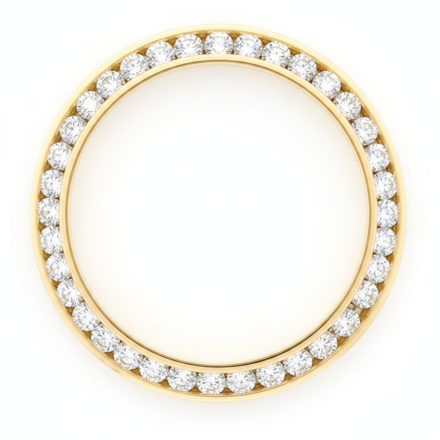 Lunette de montre en diamants 3 carats 28 mm pour Rolex Datejust en Or Jaune 14K véritable naturel rond serti rail