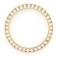 Lunette de montre en diamants 3 carats 28 mm pour Rolex Datejust en Or Jaune 14K véritable naturel rond serti rail