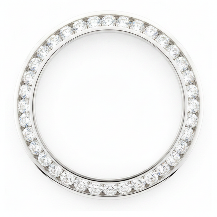 Lunette de Montre en Diamants 3 Carats 28 mm pour Rolex Datejust Acier Inoxydable Diamants Naturels Véritables Serti Rail Rond