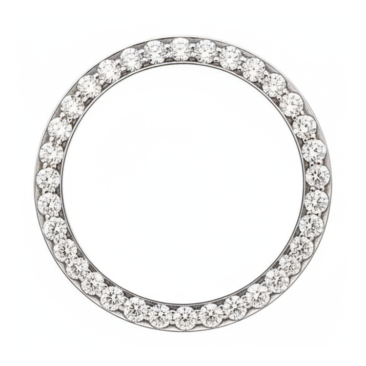 Lunette de Montre en Acier Inoxydable avec Pavé Rond de Diamants Naturels Véritables 3 Carats 28 mm Pour Rolex Datejust