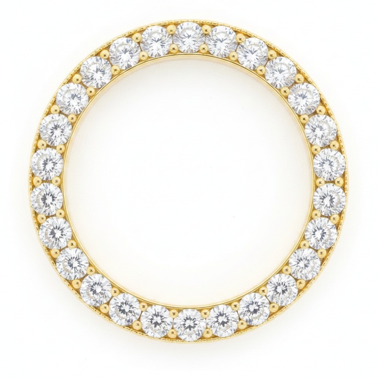 Lunette de Montre en Diamants 3 Carats 28 mm Pour Rolex Datejust en Or Jaune 14K Pavé Ronds Naturels Véritables