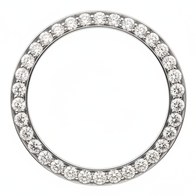 Lunette de montre ronde en diamants naturels véritables 3 carats 28 mm pour Rolex Datejust en acier inoxydable