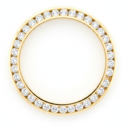 Lunette de montre en diamants 5 carats 28 mm pour Rolex Datejust en Or Jaune 14 carats, diamants naturels véritables, serti rail rond