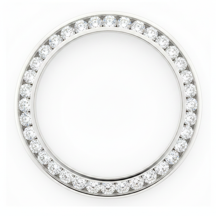 Lunette de Montre en Diamants Naturels Véritables 5 Carats 28 mm Pour Rolex Datejust en Acier Inoxydable Serti Rail Rond