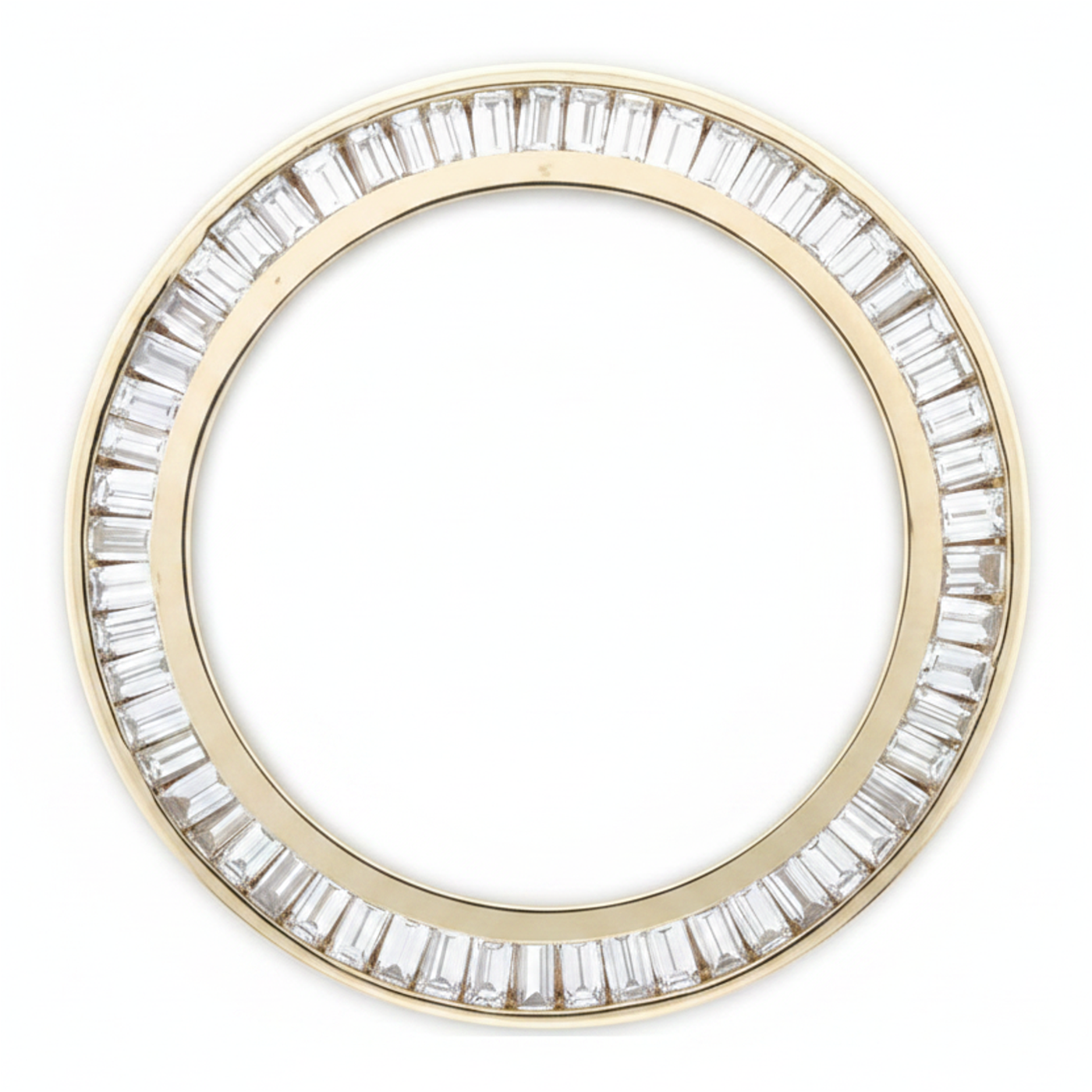 Lunette de montre à double rangée de diamants baguette 2,5 carats 28 mm pour Rolex Datejust en Or Jaune naturel 14K