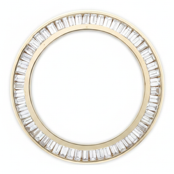 Lunette de montre à double rangée de diamants baguette 2,5 carats 28 mm pour Rolex Datejust en Or Jaune naturel 14K