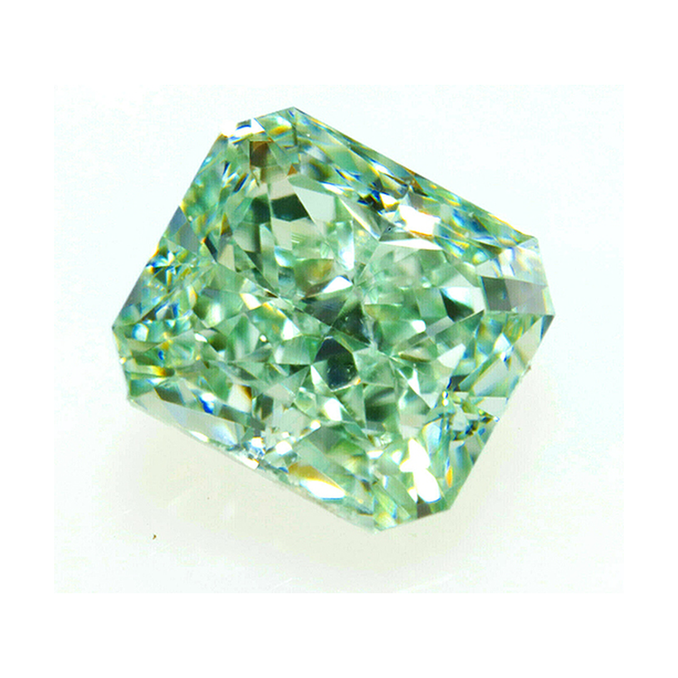 Diamant Vert Naturel Extrait de la Terre 2 Carats Taille Radiant Serti Libre Amélioré