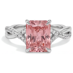 Bague croisée en Or Blanc 14K avec saphir padparadscha couleur pêche de 3,3 carats et émeraude véritable