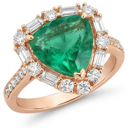 Brillant Pureté VVS Émeraude Colombienne Bague de Fiançailles
