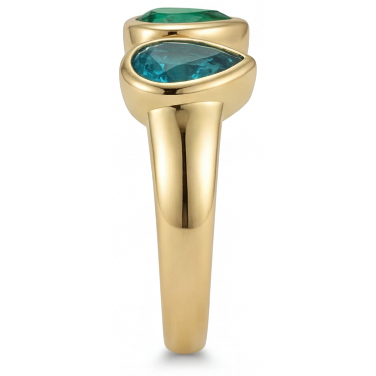 De luxe Émeraude Colombienne Bague Trilogie 2 carats – vue de dessus