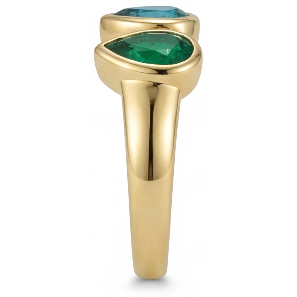 Émeraude Colombienne Bague Trilogie – vue arrière