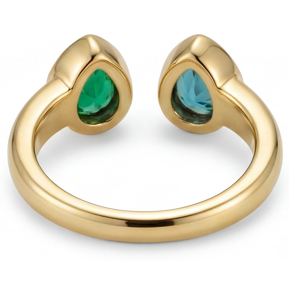Goutte Émeraude Colombienne bague en Or 14K Jaune – vue détaillée