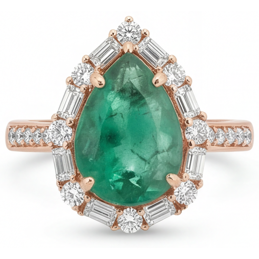 Fait à la main Bague Sertie Halo 5 carats – vue de côté