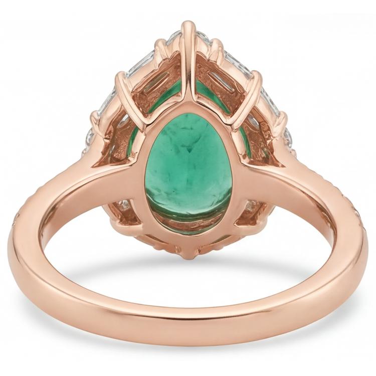 Goutte Émeraude Fine bague en Or 14K Rose – vue de dessus