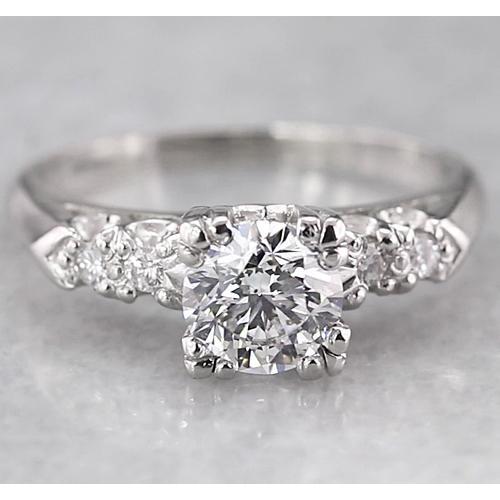 Brillant Taille Brillant Bague de Demande en Or 14K Blanc – vue principale