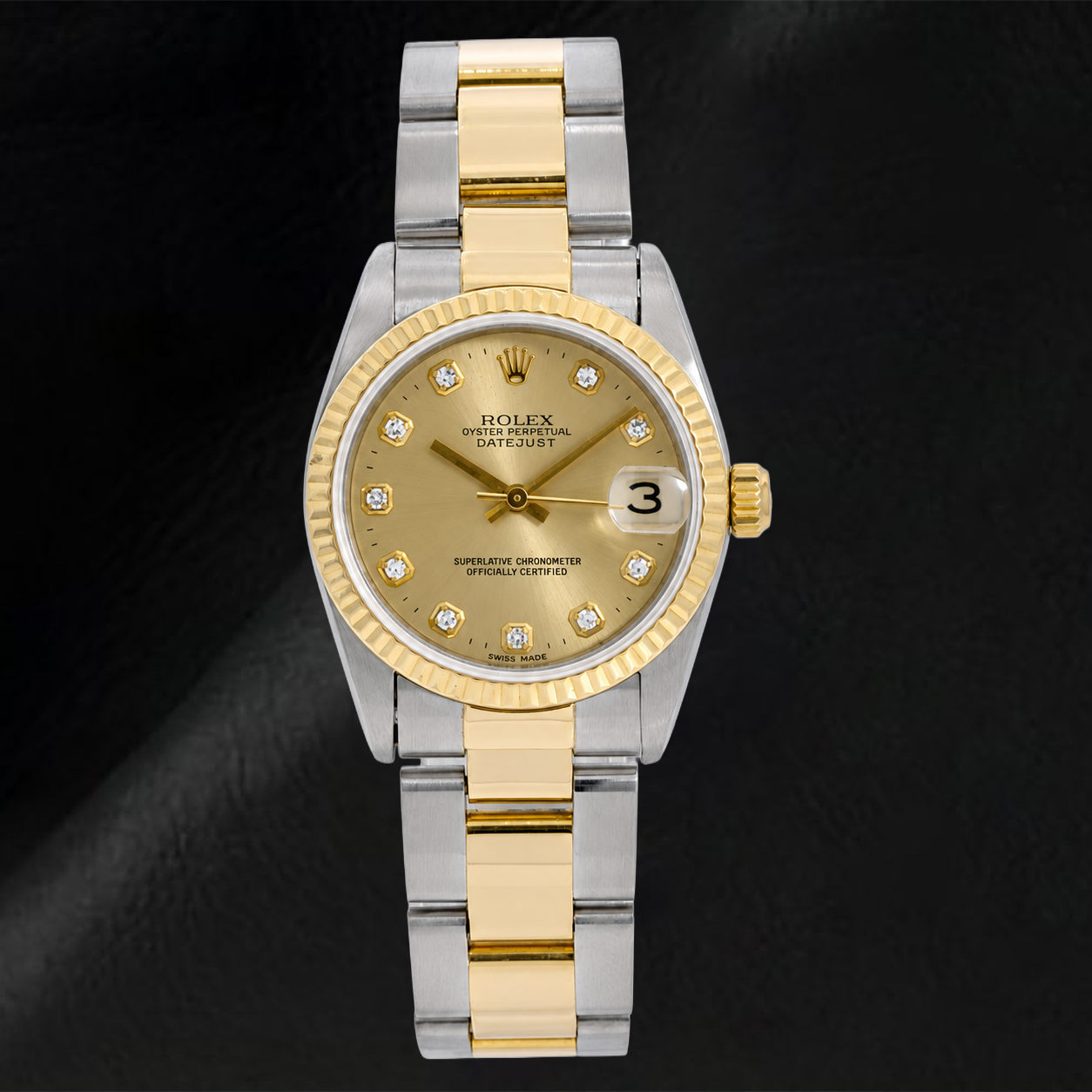 Montre Rolex Datejust 6824 31 mm Bicolore Cadran Diamants Champagne Bracelet Oyster