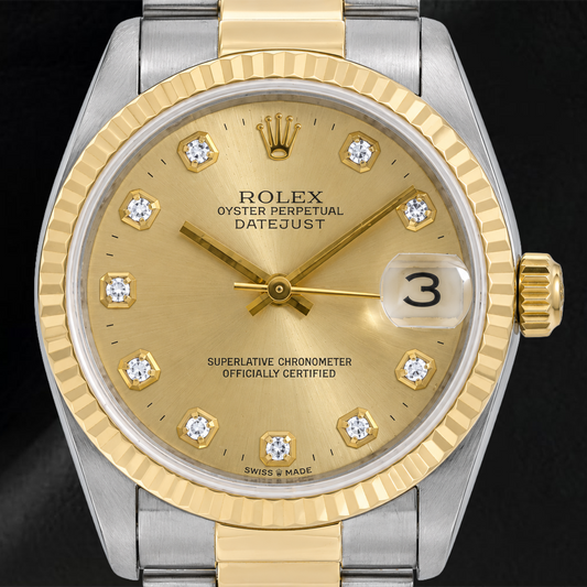 Montre Rolex Datejust 6824 31 mm Bicolore Cadran Diamants Champagne Bracelet Oyster