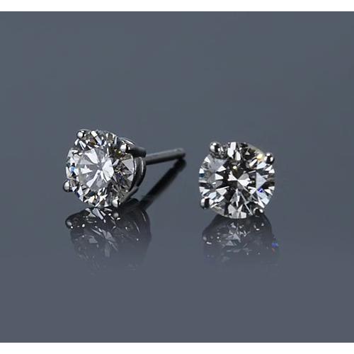 Brillant Puces d'Oreilles 0,65-carats Or 14K Blanc – vue principale