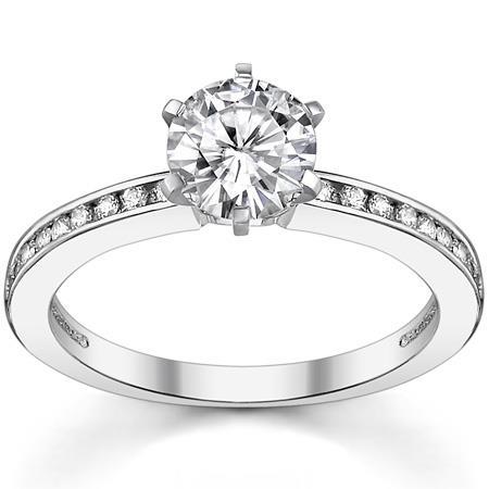 De luxe Brillant Bague Solitaire avec Accents 3 carats – vue principale