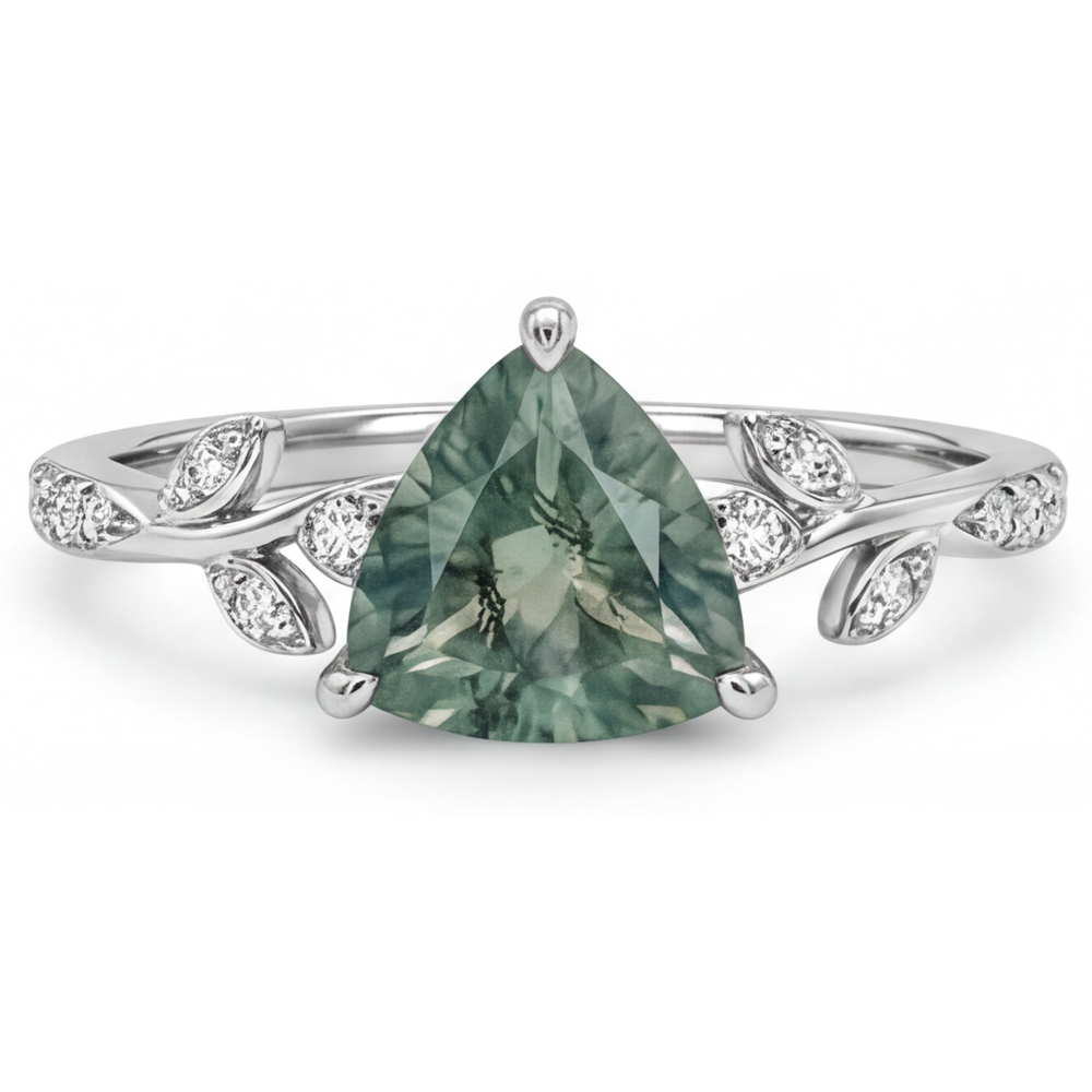 Green Prasiolite Bague Pierre Précieuse – vue de face