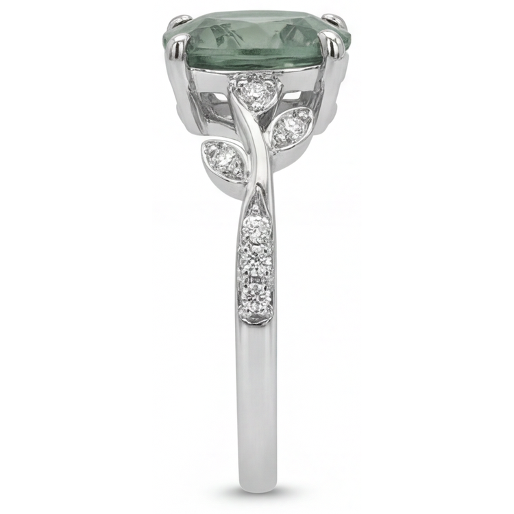Trilliant Green Prasiolite bague en Or 14K Blanc – vue de dessus