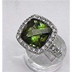 Or Blanc 14 Carats VVS Tourmaline Fine Bague Pierre Précieuse