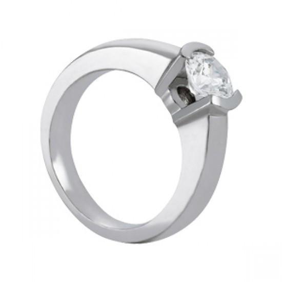 Taille Brillant Brillant bague en Or 14K Blanc – vue principale