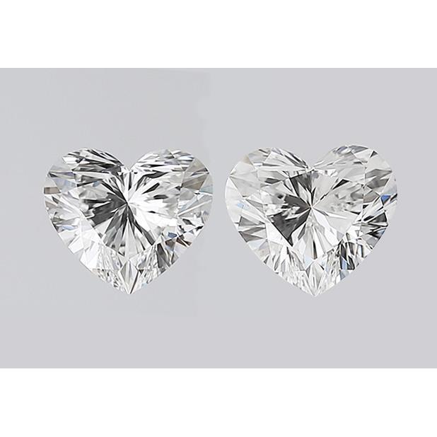 Paire de diamants taille cœur, 2 carats, pureté E, VS1