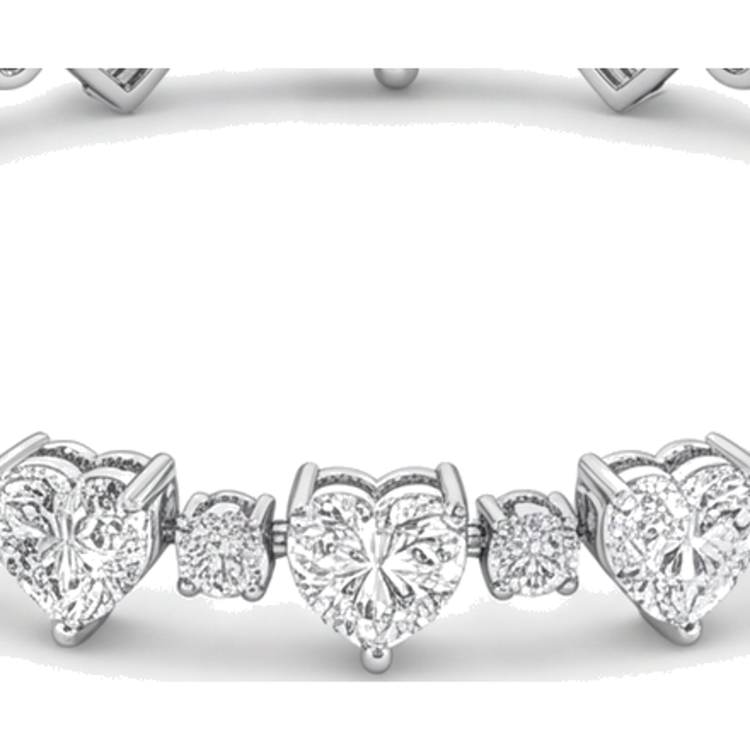 Bracelet Tennis Diamant Cœur 6 Carats de laboratoire Lunette Or Blanc 14 Carats 7 Pouces