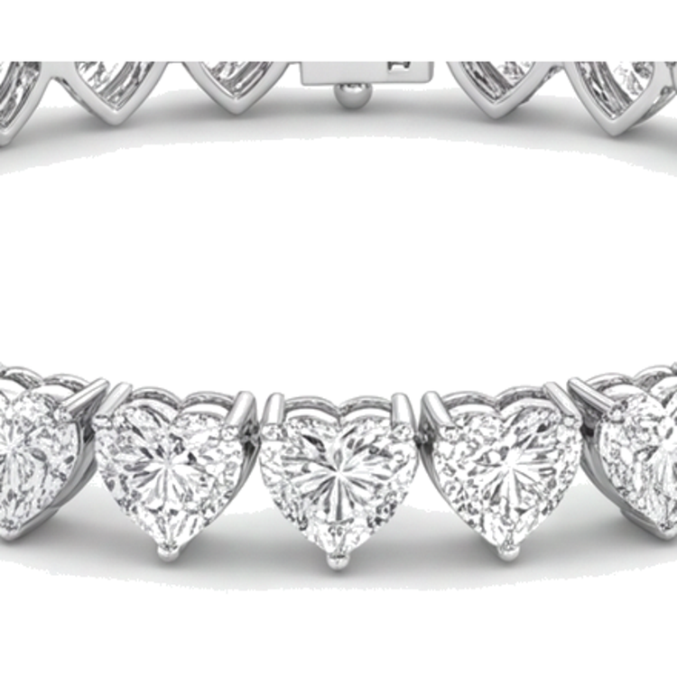 Bracelet Tennis en Diamants Cœur de Laboratoire 7 Carats Serti Griffes en Or Blanc 14K 7 Pouces