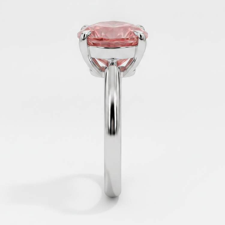 Bague de Fiançailles Solitaire Saphir Padparadscha Pêche Véritable Taille Cœur 2,5 Carats en Or Blanc 14 Carats
