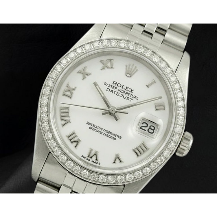 jubilé acier inoxydable Rolex date pour hommes, il suffit de regarder la lunette avec cadran en diamant gris