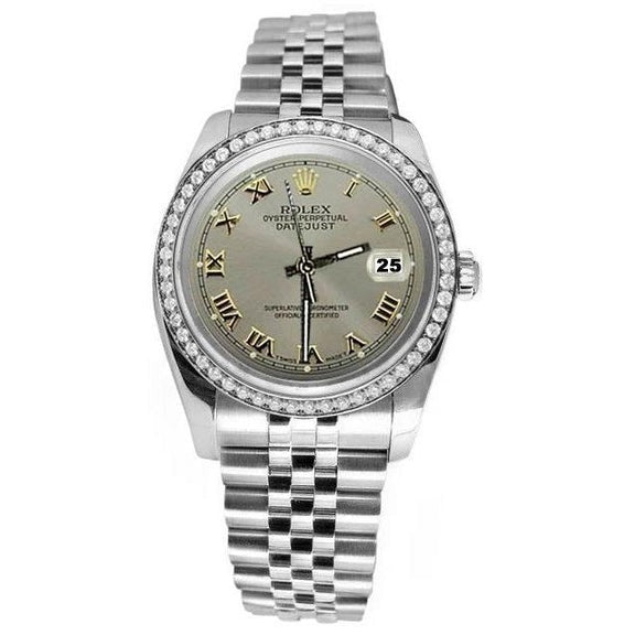 jubilé Rolex Datejust Gris Cadran Romain Lunette 