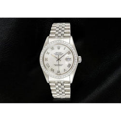 jubilé acier inoxydable Rolex date pour hommes, il suffit de regarder la lunette avec cadran en diamant gris