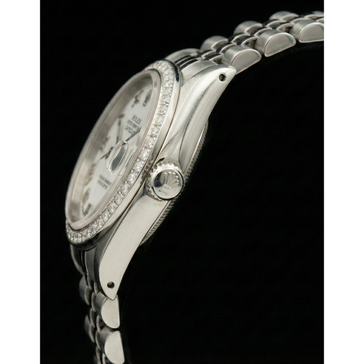 jubilé acier inoxydable Rolex date pour hommes, il suffit de regarder la lunette avec cadran en diamant gris