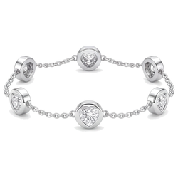 Bracelet en Or Blanc 14 carats et diamants de laboratoire ronds 3 carats, lunette au mètre, 7 pouces