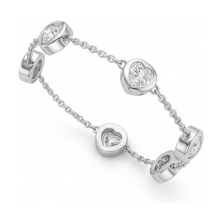 Bracelet en diamants de laboratoire 3 carats, lunette ronde au mètre, or blanc 14K, 7 pouces