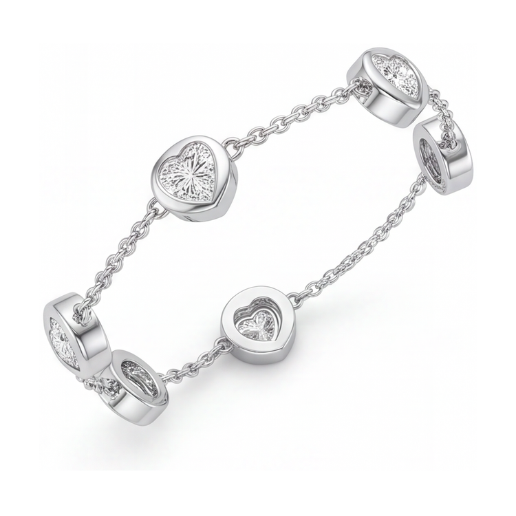 Bracelet en diamants de laboratoire 3 carats, lunette ronde au mètre, or blanc 14K, 7 pouces