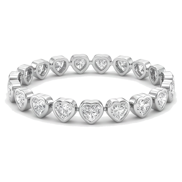 Bracelet Tennis en diamants de laboratoire 7 carats, lunette cœur, or blanc 14 carats, 7 pouces