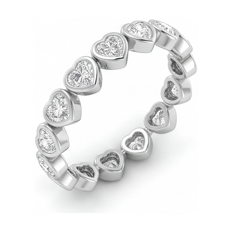 Bracelet Tennis en diamants de laboratoire 7 carats, lunette cœur, or blanc 14 carats, 7 pouces