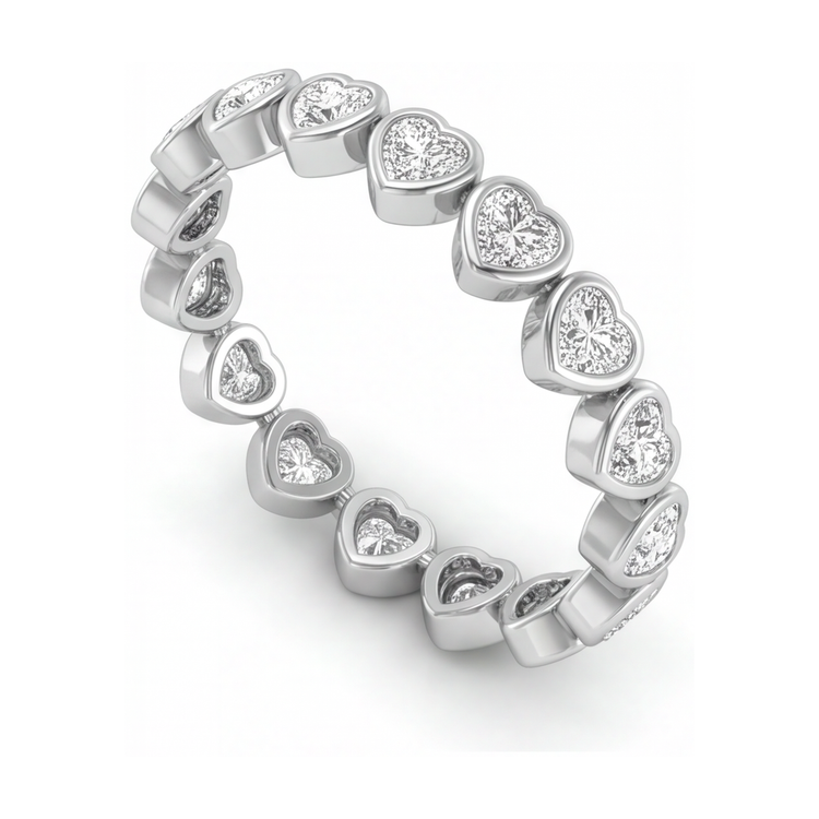 Bracelet Tennis en diamants de laboratoire 7 carats, lunette cœur, or blanc 14 carats, 7 pouces