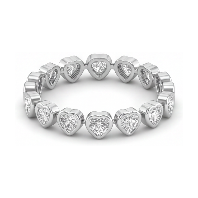 Bracelet Tennis en diamants de laboratoire 7 carats Lunette Cœur en Or Blanc 14K 7 pouces