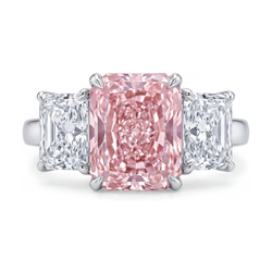 Bague en diamant rose de laboratoire 5,2 carats taille radiant