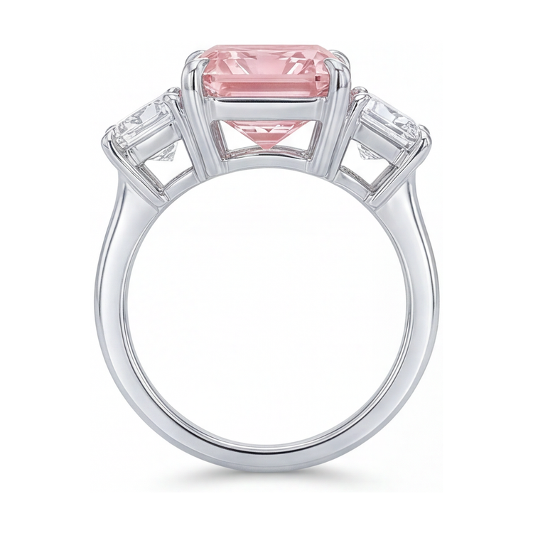 Bague en diamant rose de laboratoire 5,2 carats taille radiant